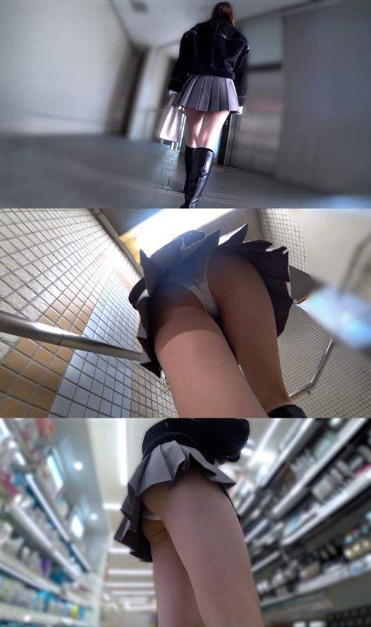 ミニスカートとロングブーツの八頭身美女が魅せる絶対領域の様子